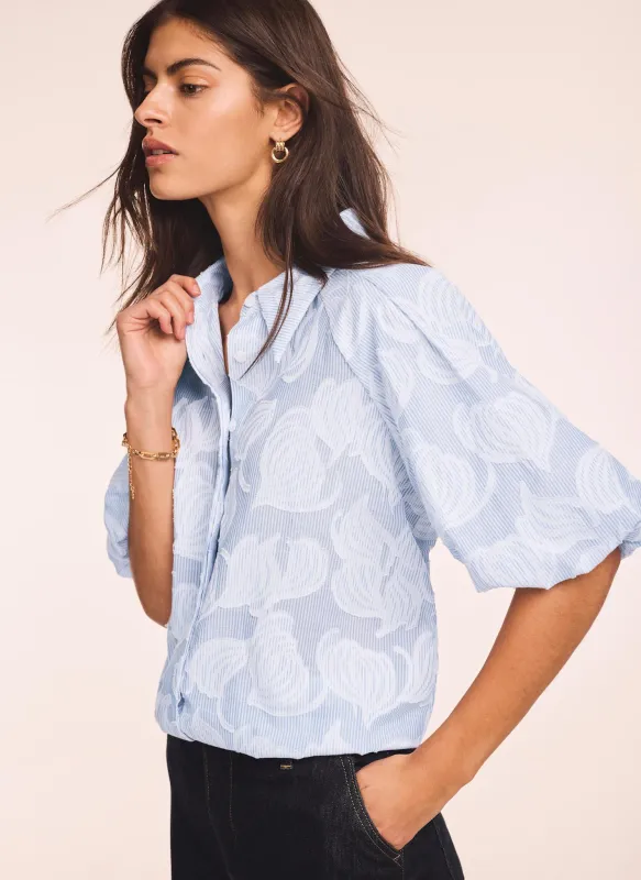 Blue Cotton Jacquard Striped Shirt sold by Mint Velvet