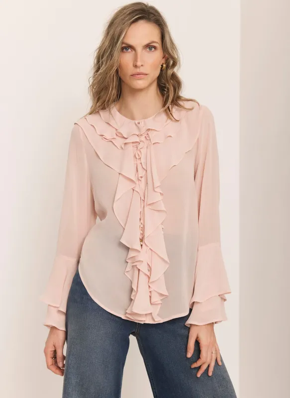 Light Pink Ruffle Detail Blouse sold by Mint Velvet