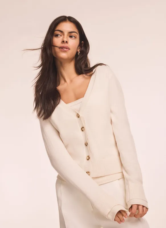 Cream Wool Blend Layered Cardigan sold by Mint Velvet