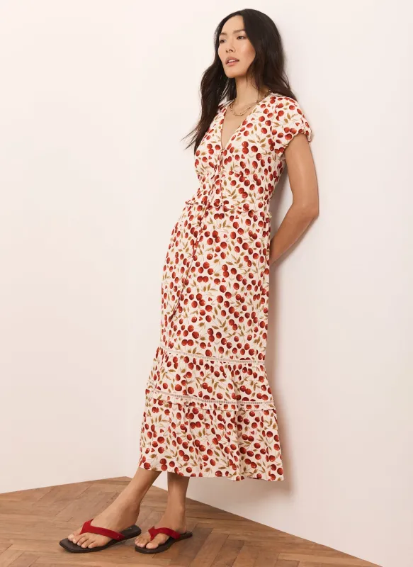 Red Cherry Print Midi Dress made by Mint Velvet