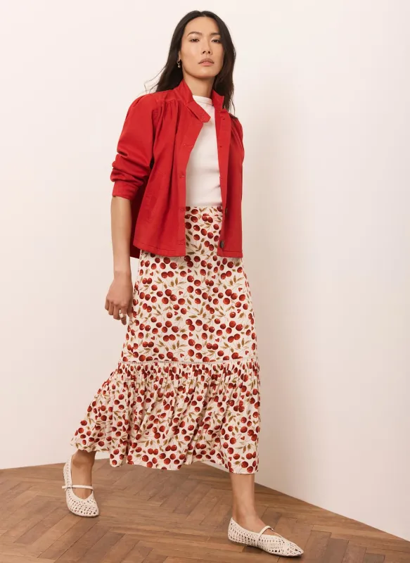 Red Cherry Print Skirt made by Mint Velvet