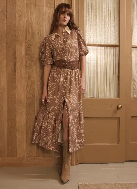 Brown Floral Print Maxi Shirt Dress sold by Mint Velvet