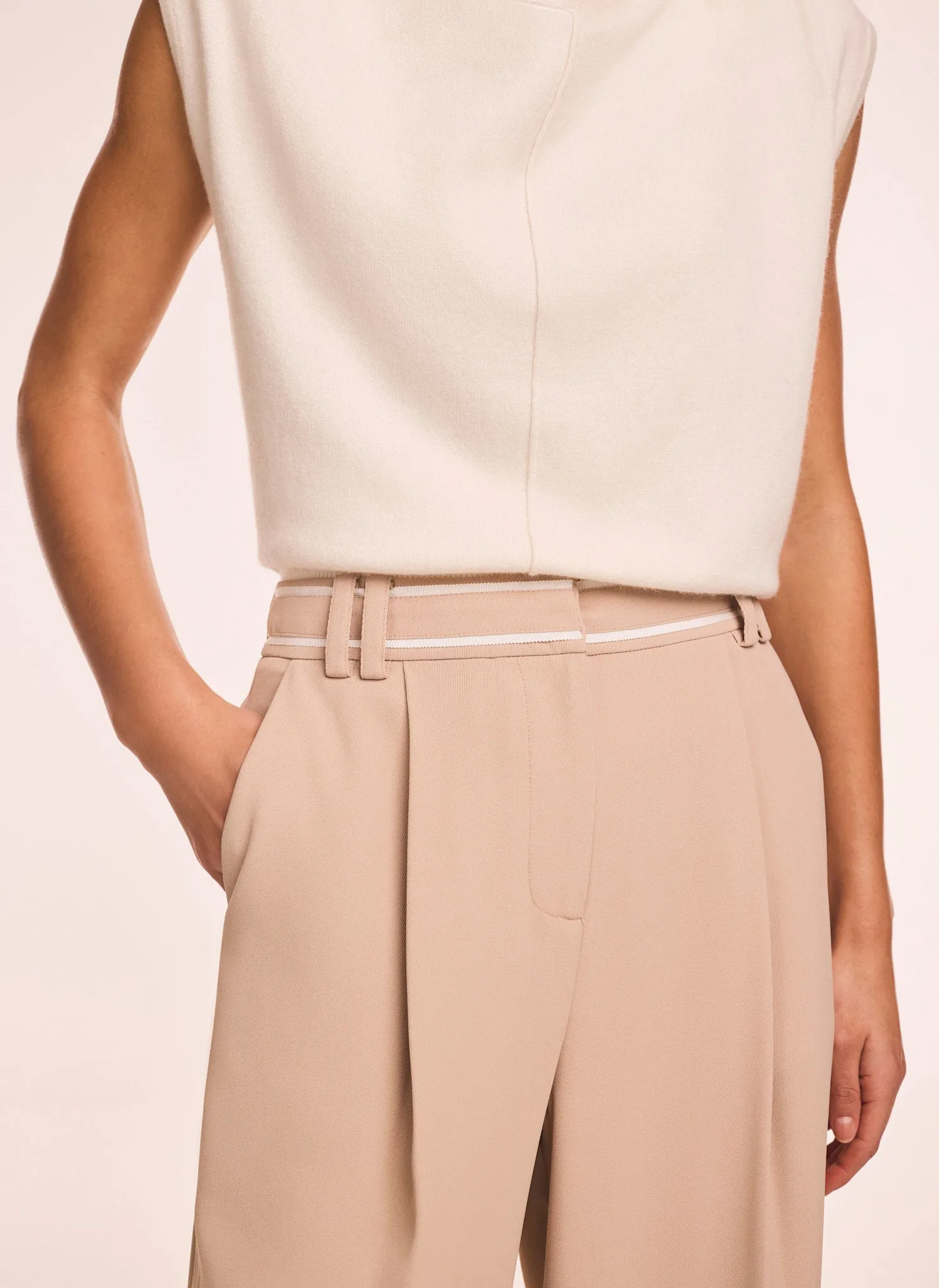 Neutral Waist Detail Wide Trousers sold by Mint Velvet product image thumbnail 4