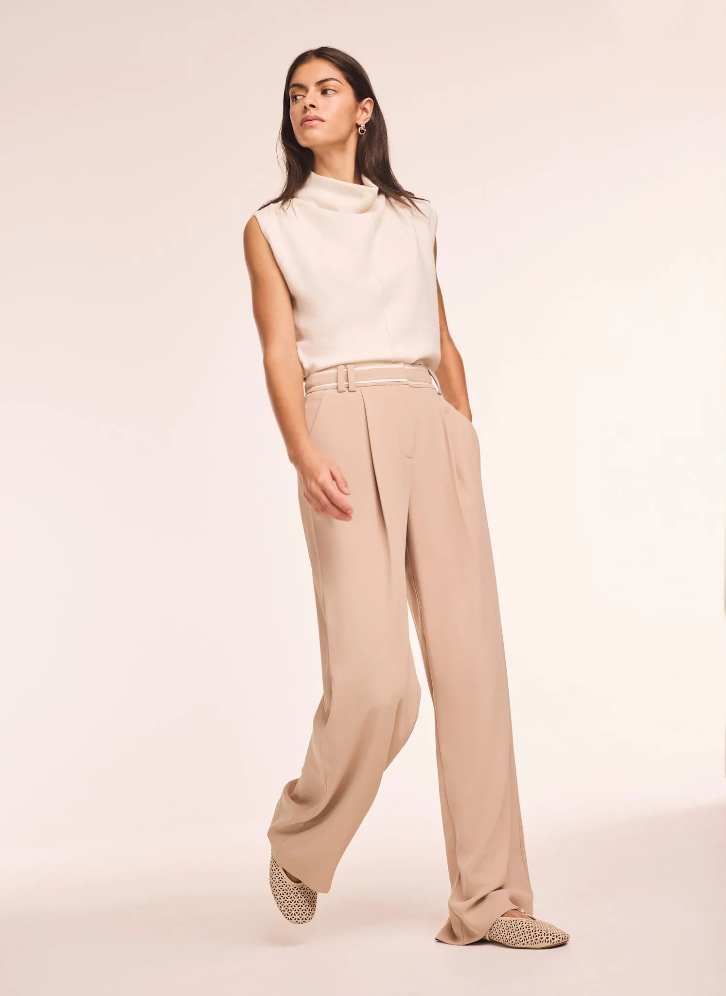 Neutral Waist Detail Wide Trousers sold by Mint Velvet product image thumbnail 3