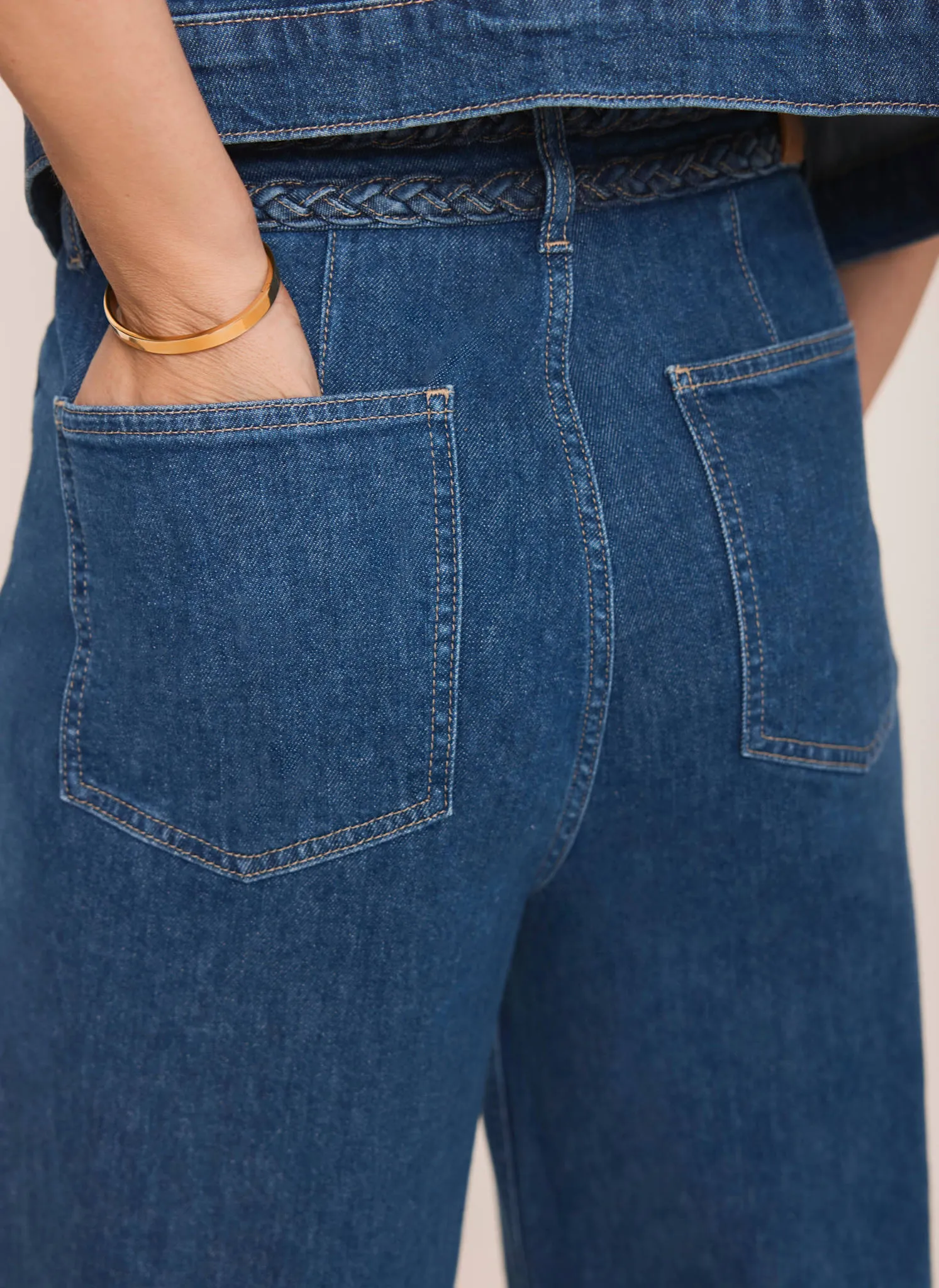 Indigo Denim Plait Detail Wide Jeans sold by Mint Velvet product image thumbnail 4