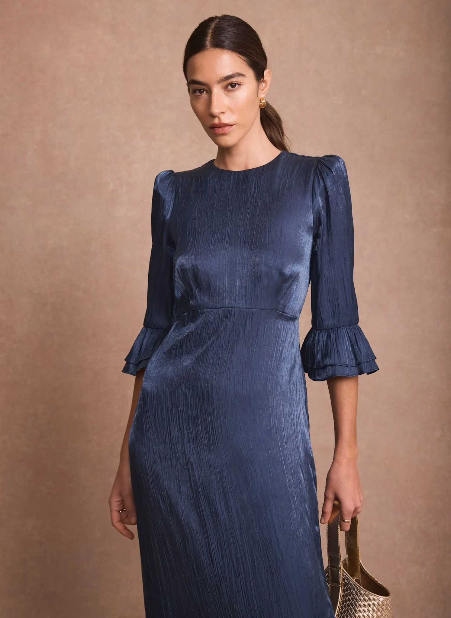 Navy Metallic Midi Dress sold by Mint Velvet product image thumbnail 3