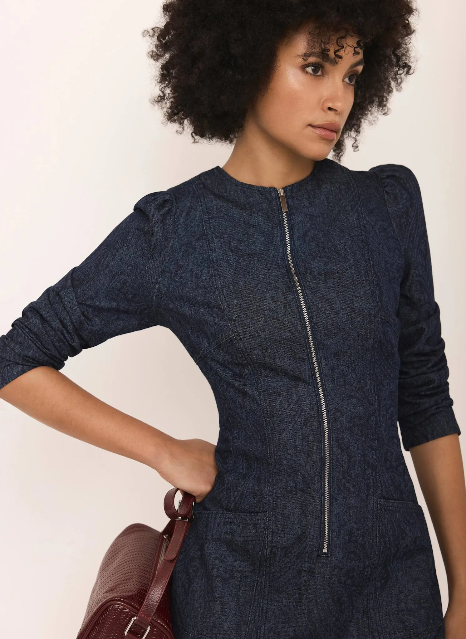 Dark Indigo Paisley Print Denim Midi Dress sold by Mint Velvet product image thumbnail 3