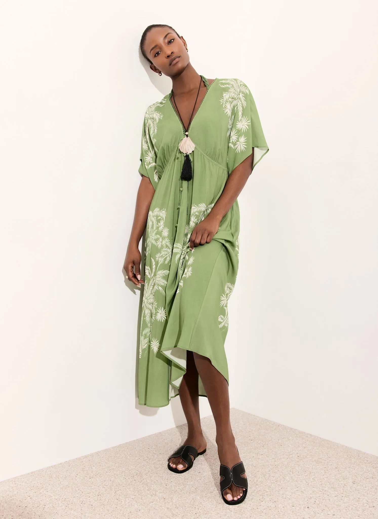 Green Palm Print Maxi Beach Dress sold by Mint Velvet product image thumbnail 5