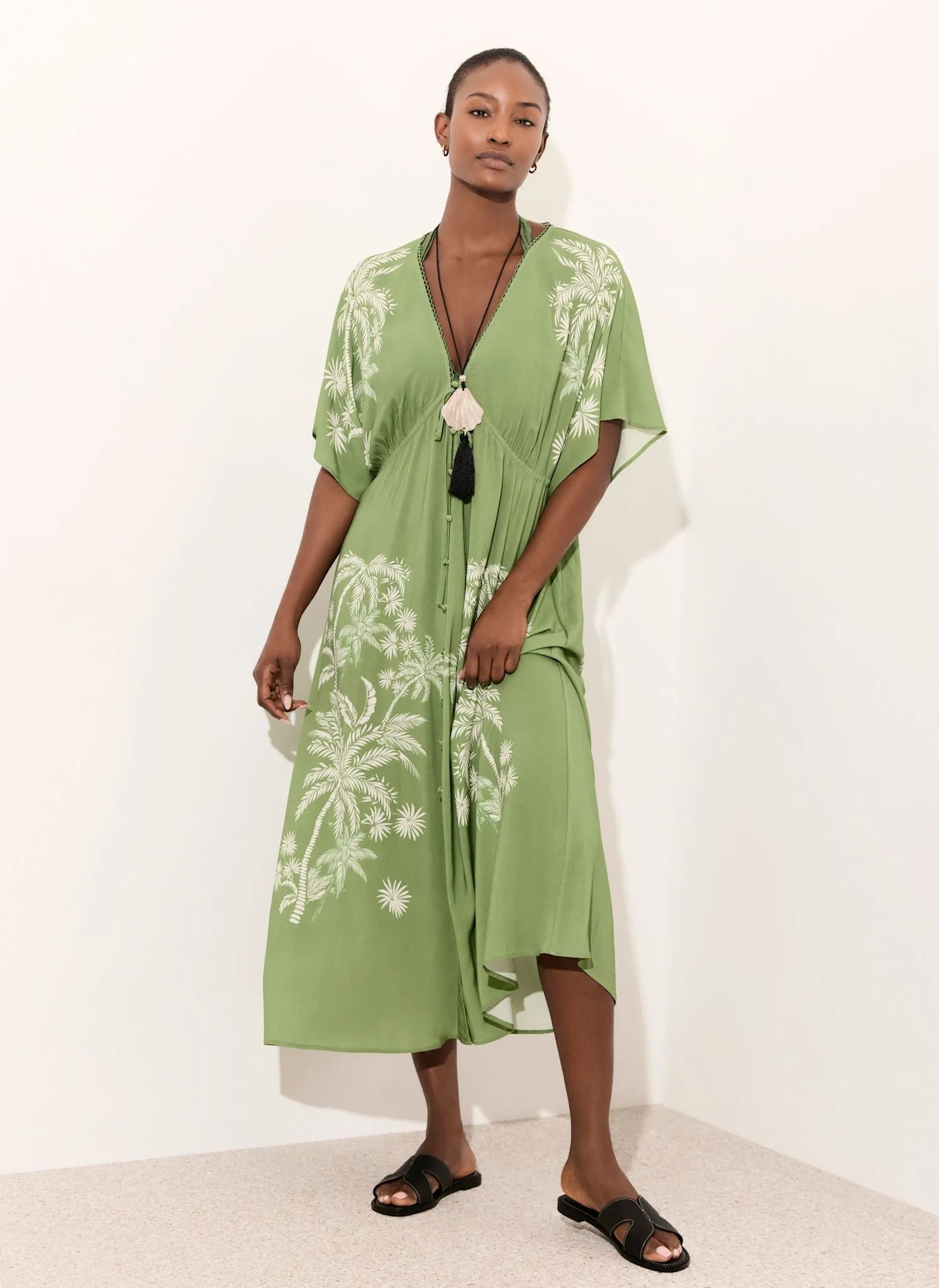 Green Palm Print Maxi Beach Dress sold by Mint Velvet