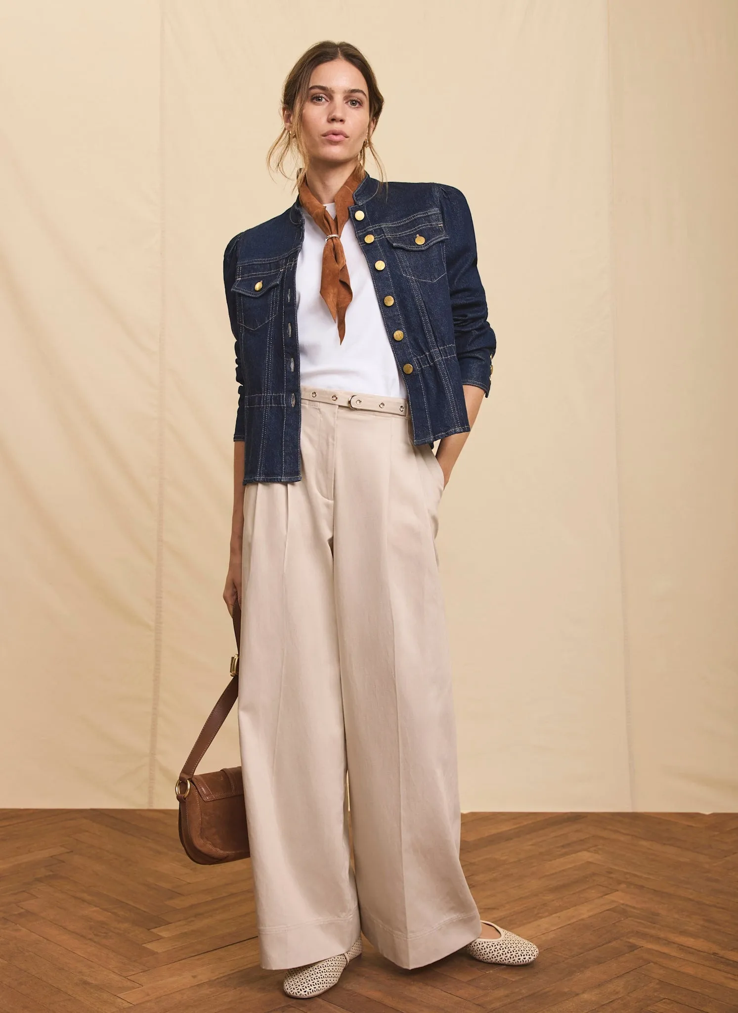 Neutral Belted Wide Trousers sold by Mint Velvet product image thumbnail 5