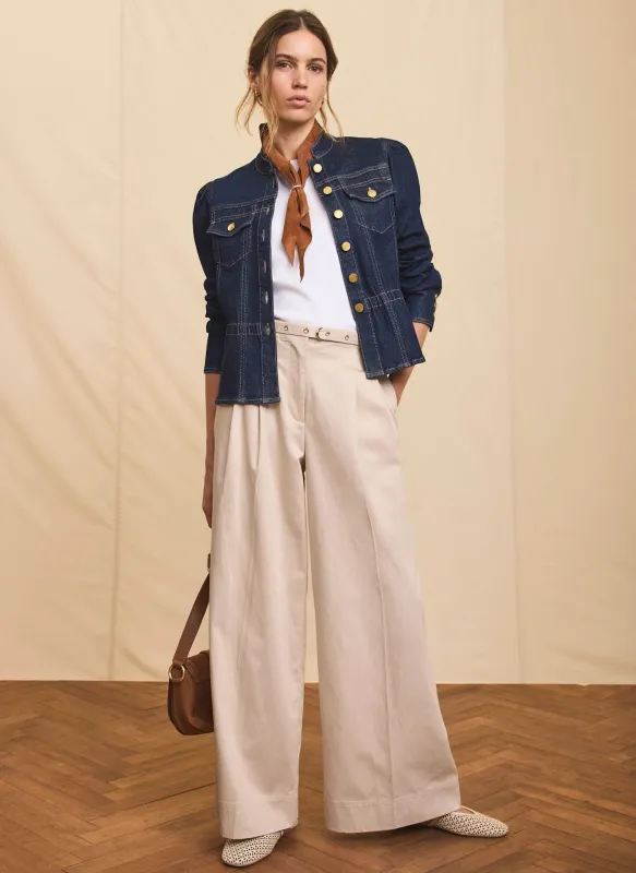 Neutral Belted Wide Trousers made by Mint Velvet