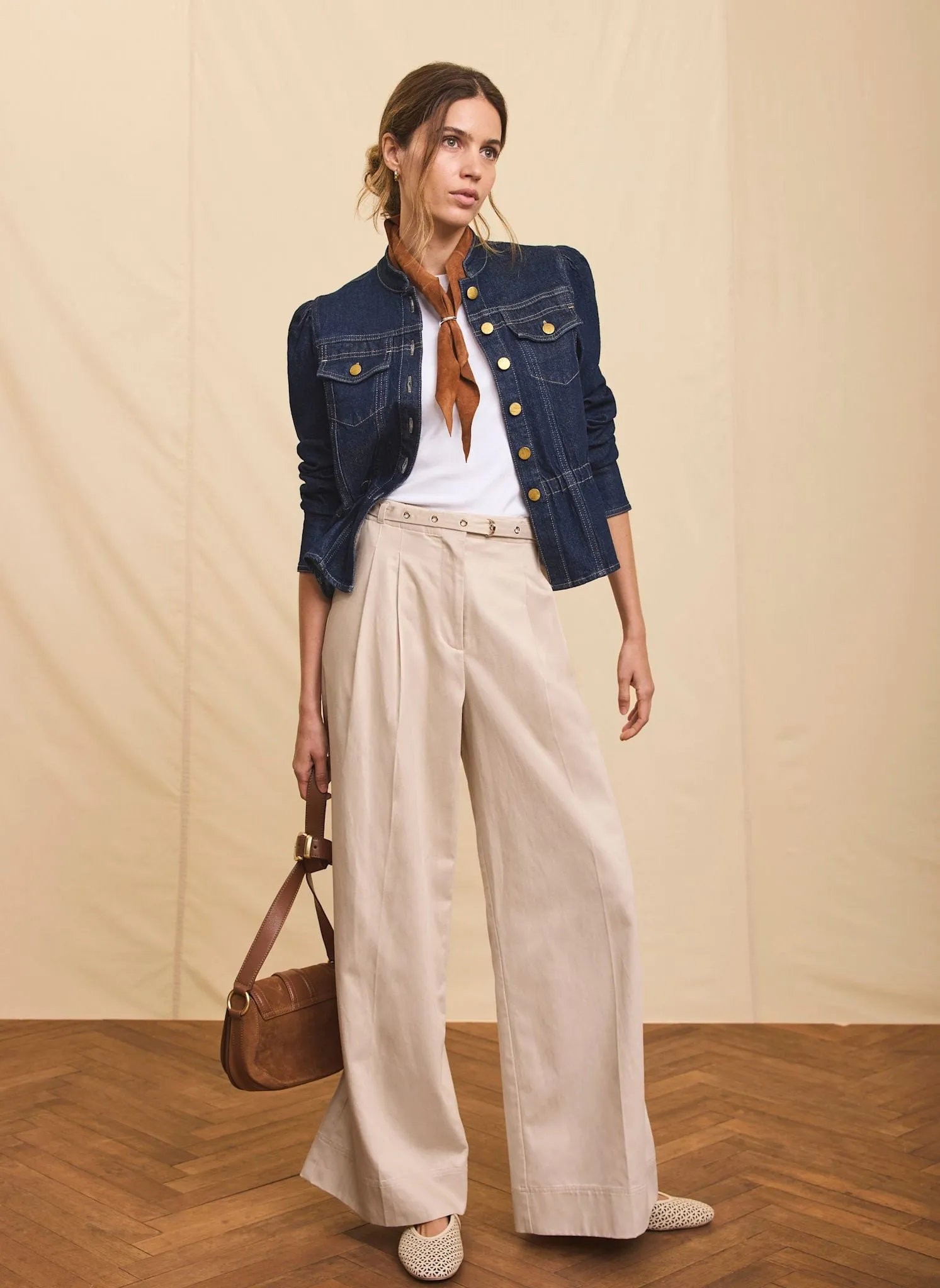 Neutral Belted Wide Trousers sold by Mint Velvet product image thumbnail 3