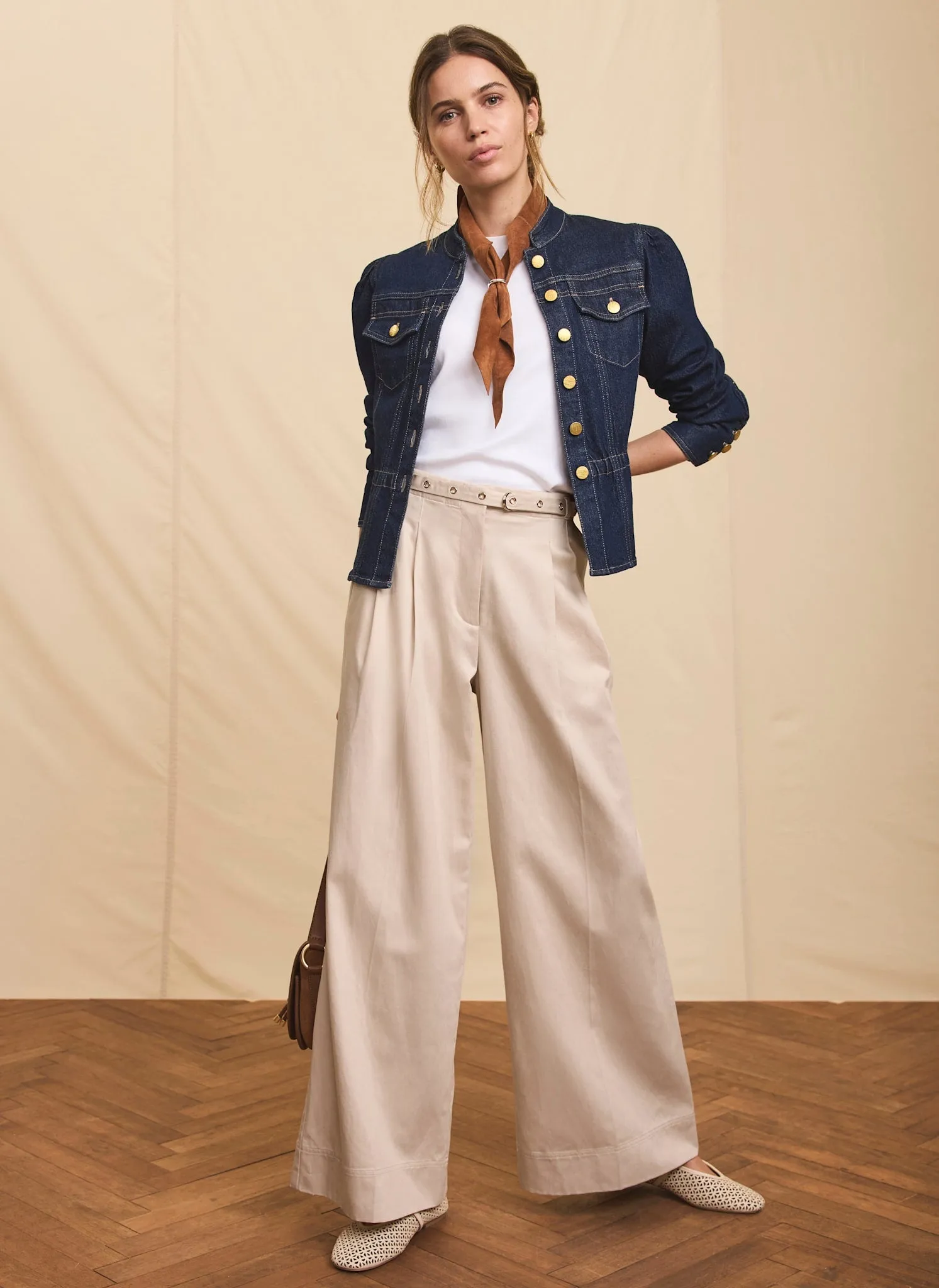 Neutral Belted Wide Trousers sold by Mint Velvet product image thumbnail 2