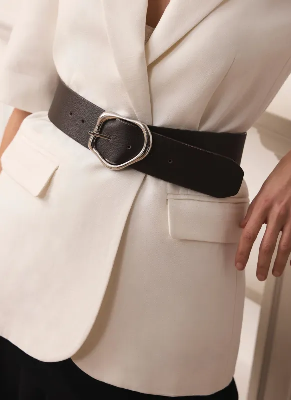 Brown Leather Wide Belt sold by Mint Velvet