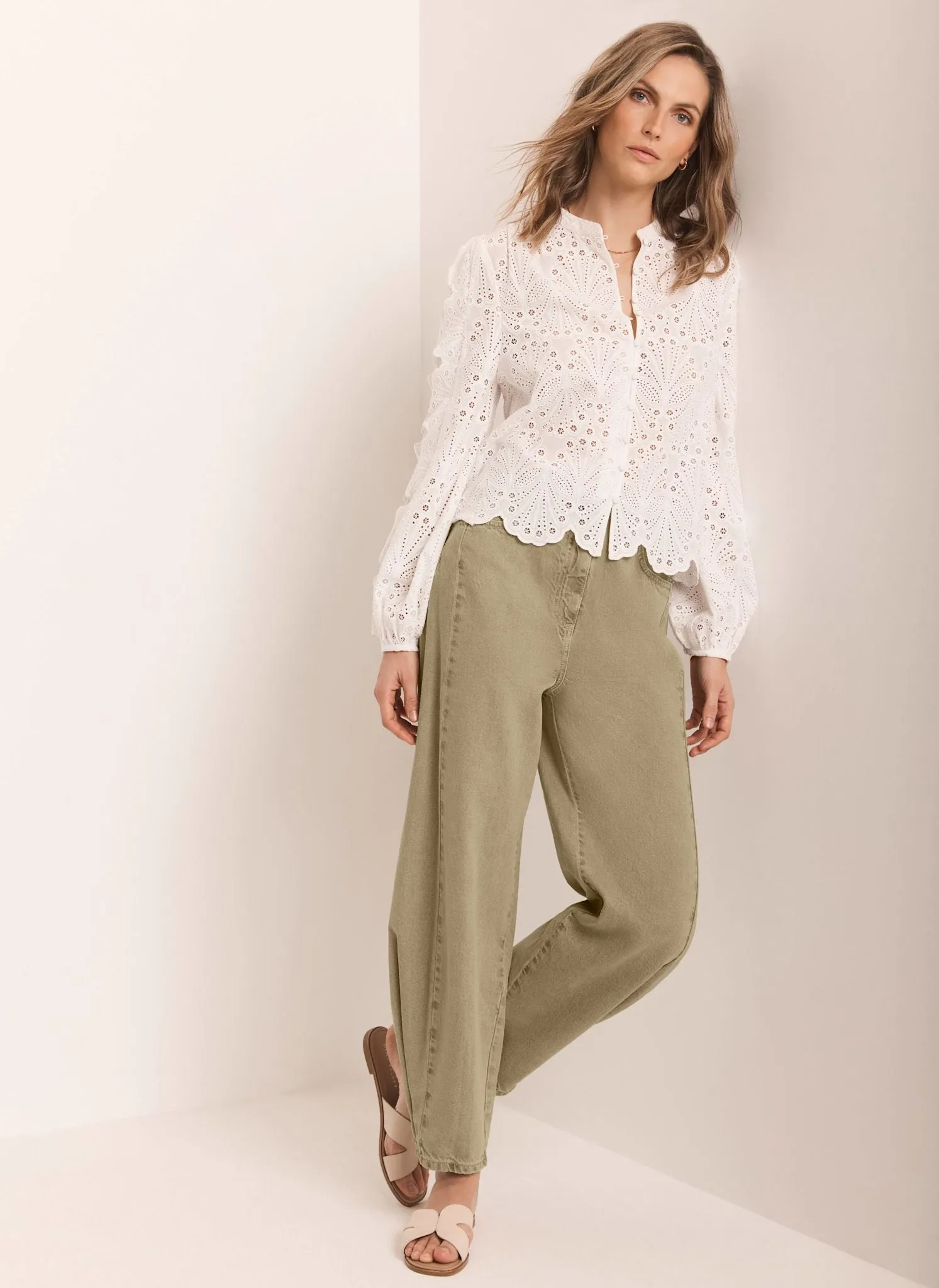 White Cotton Broderie Detail Blouse sold by Mint Velvet product image thumbnail 5