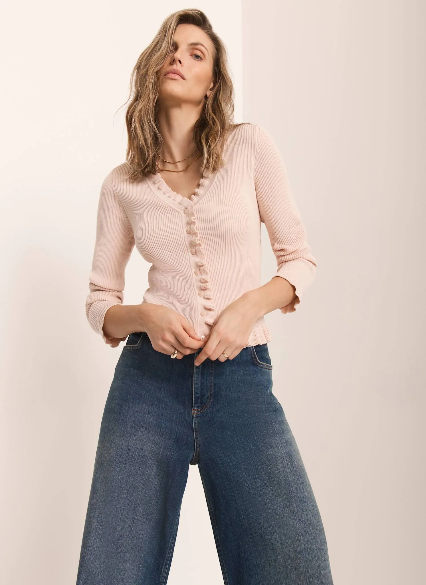 Pink Ruffle Detail Cardigan sold by Mint Velvet product image thumbnail 2