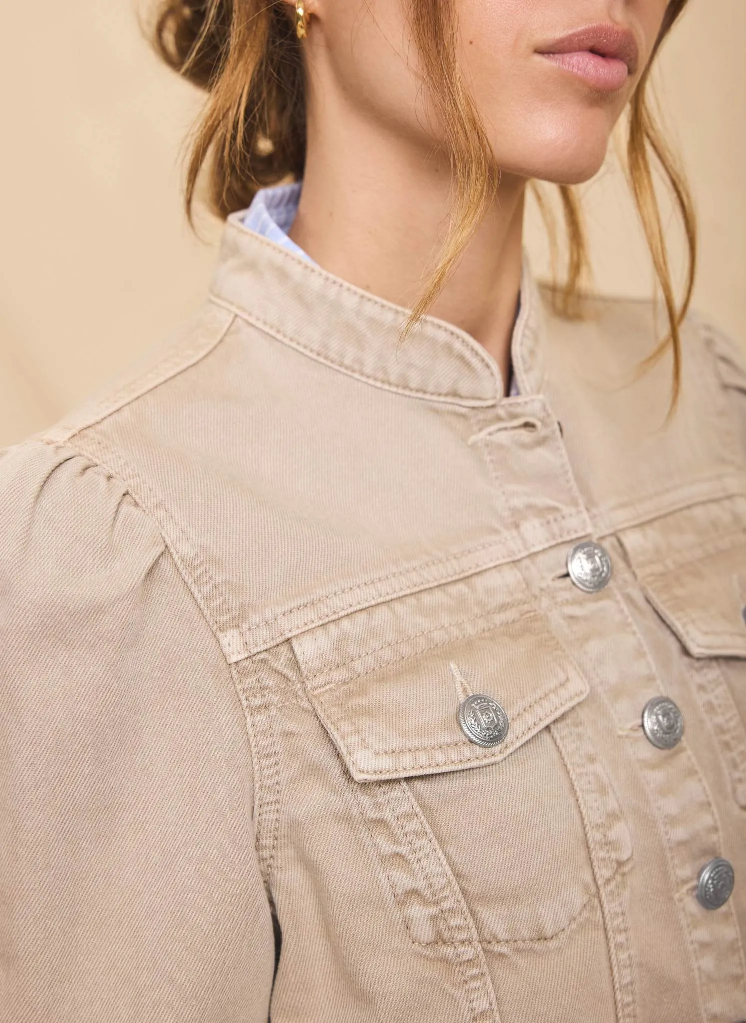 Neutral Military Peplum Jacket sold by Mint Velvet product image thumbnail 5