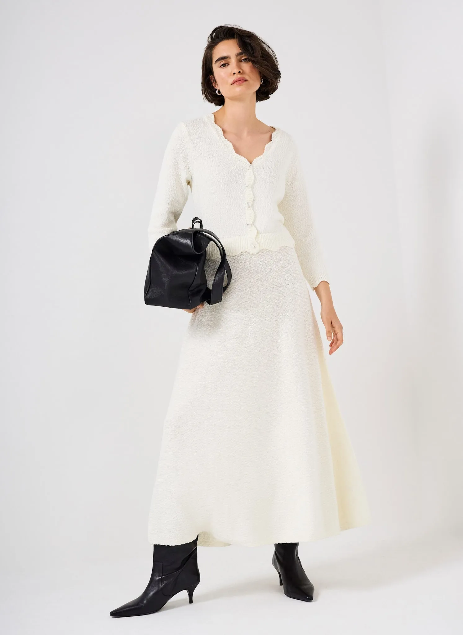 Cream Boucle Knit Midi Dress sold by Mint Velvet product image thumbnail 2