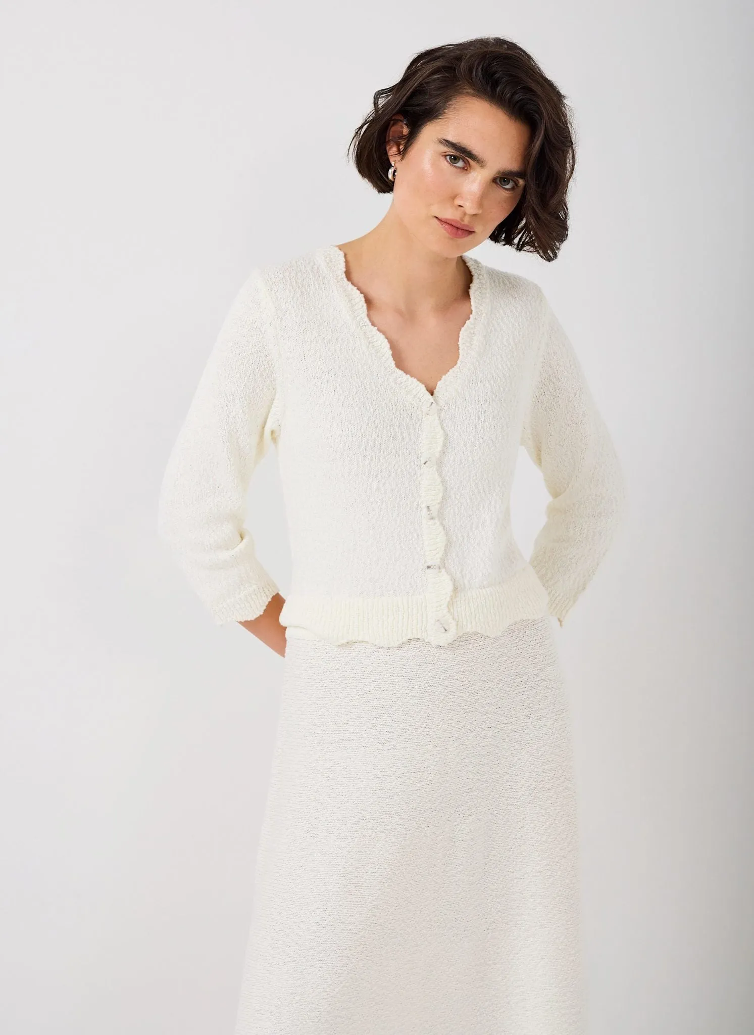 Cream Boucle Knit Midi Dress sold by Mint Velvet product image thumbnail 3