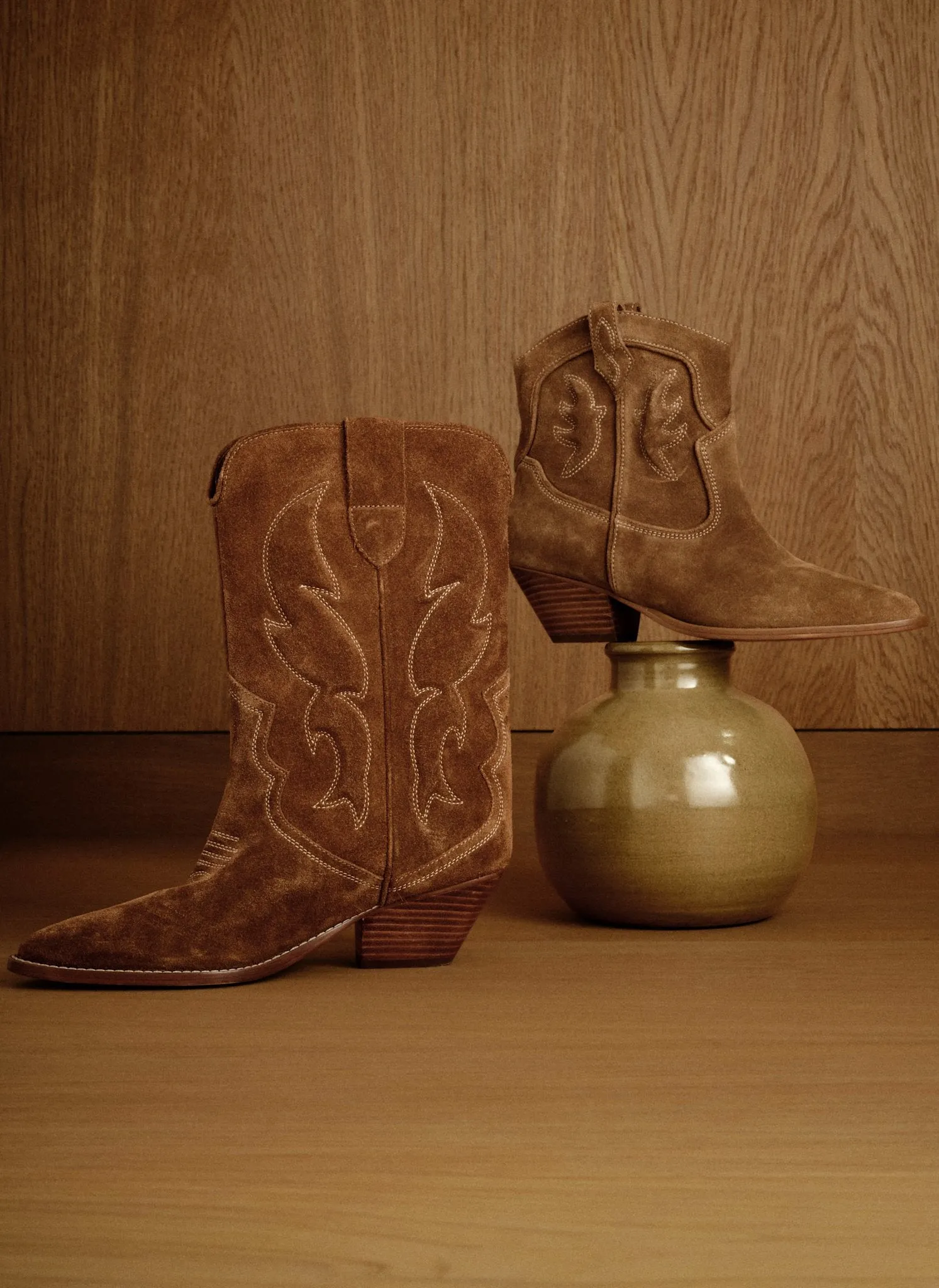 Carly Neutral Suede Cowboy Boots sold by Mint Velvet product image thumbnail 2