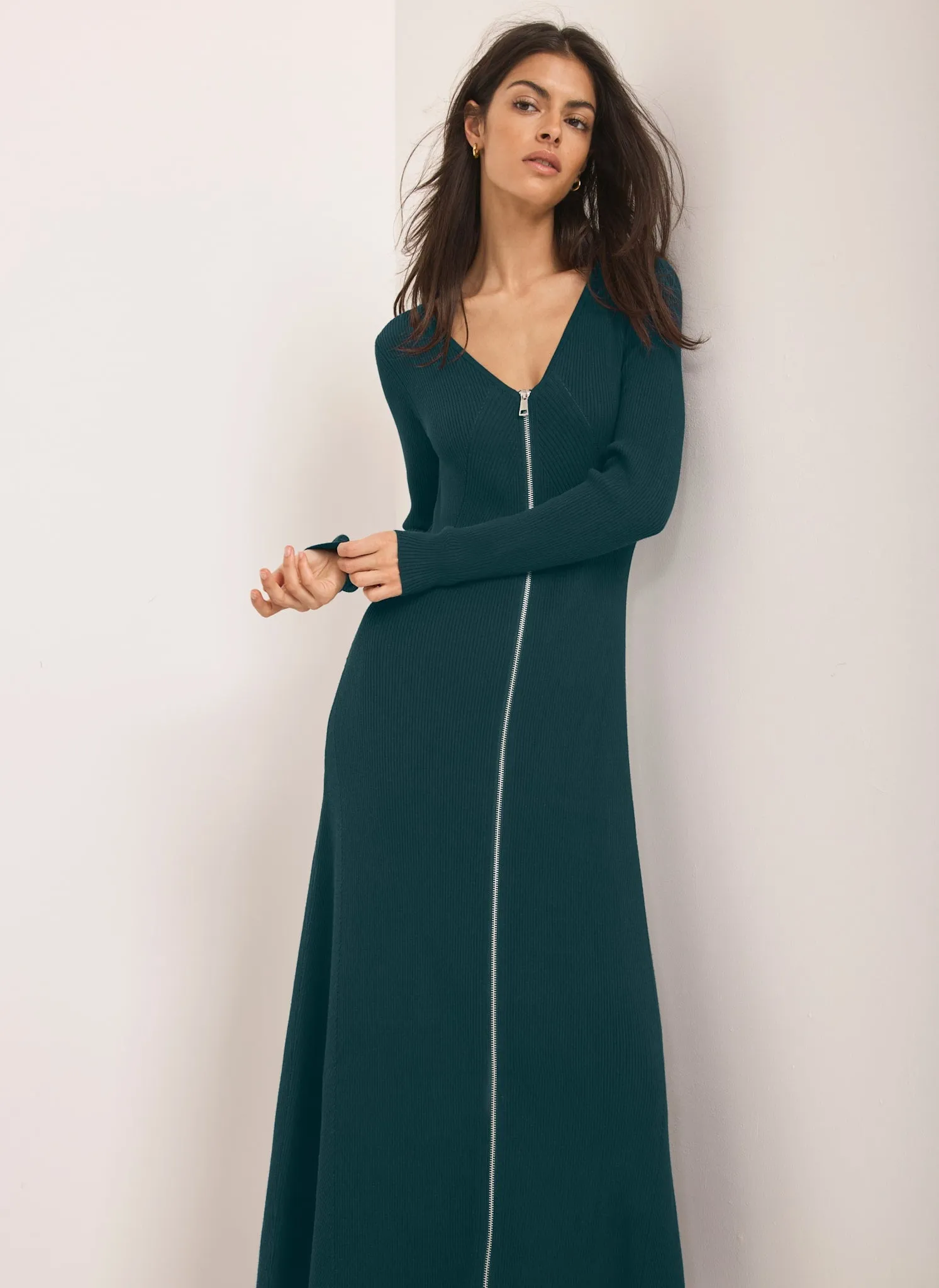 Teal Knit Zip Detail Maxi Dress sold by Mint Velvet product image thumbnail 5