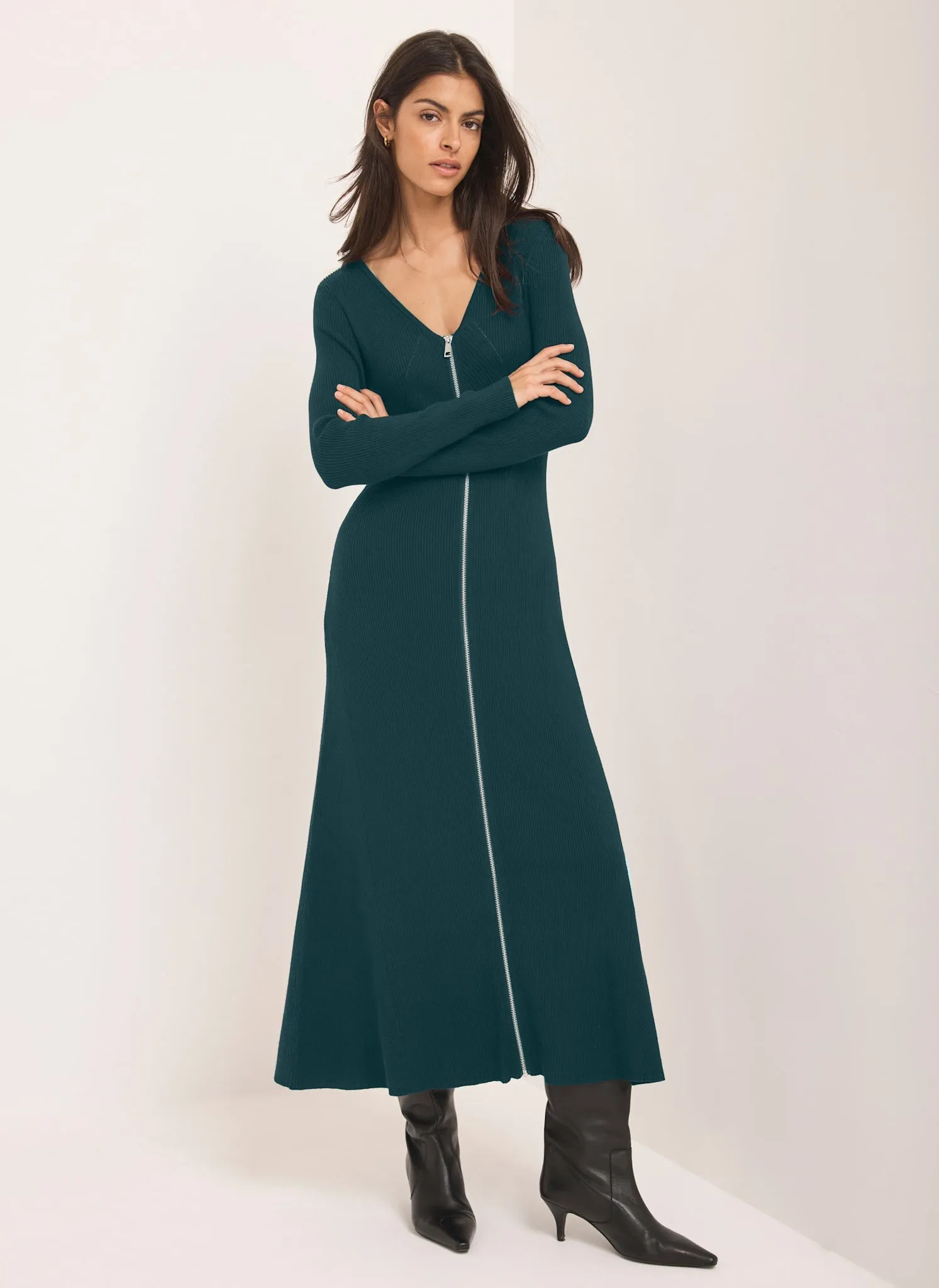 Teal Knit Zip Detail Maxi Dress sold by Mint Velvet product image thumbnail 3