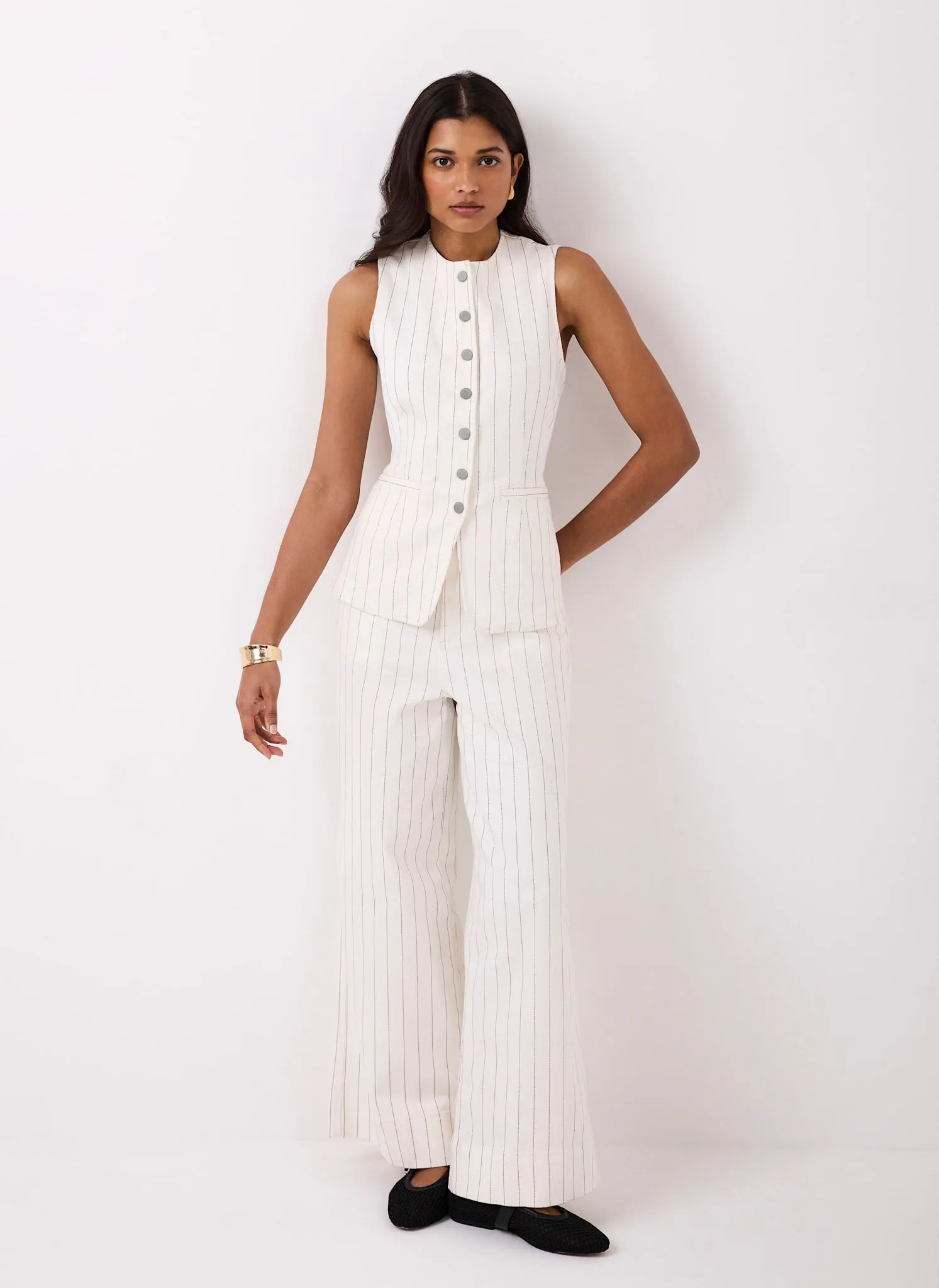 White Pinstripe Denim Waistcoat sold by Mint Velvet product image thumbnail 5