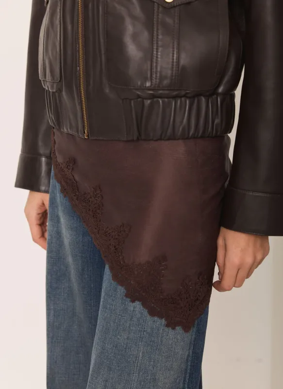 Brown Satin Lace Trim Scarf sold by Mint Velvet