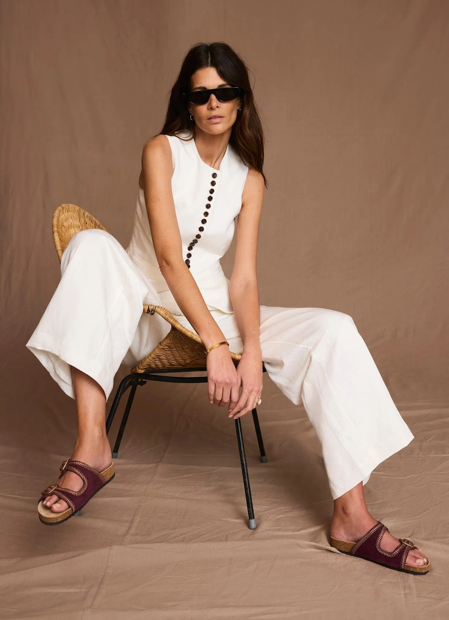 Cream Linen Blend Longline Waistcoat sold by Mint Velvet product image thumbnail 4