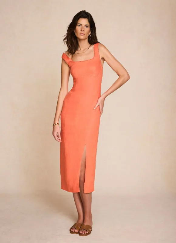 Orange Linen Midi Dress sold by Mint Velvet