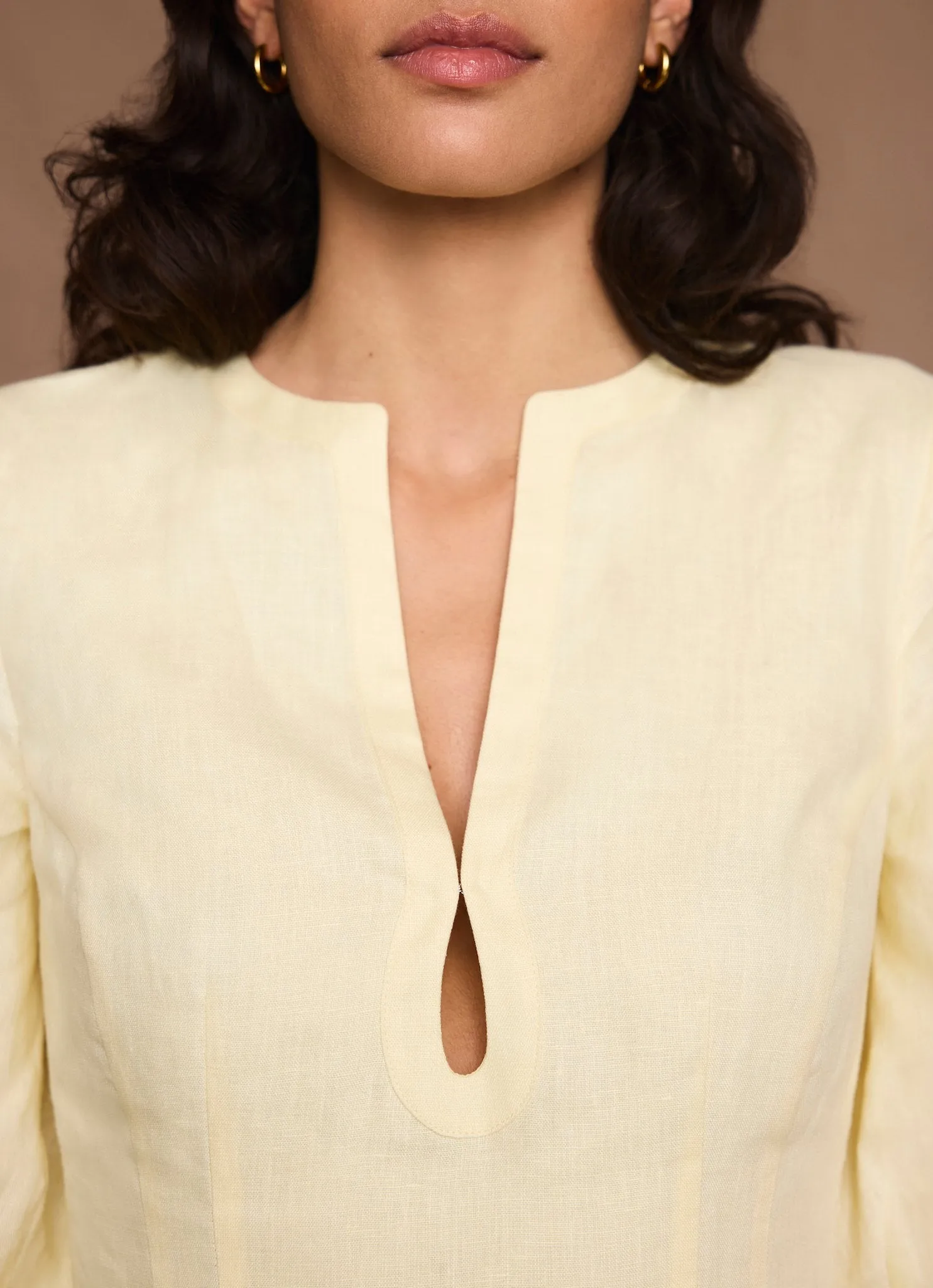 Yellow Linen Puff Sleeve Mini Dress sold by Mint Velvet product image thumbnail 4