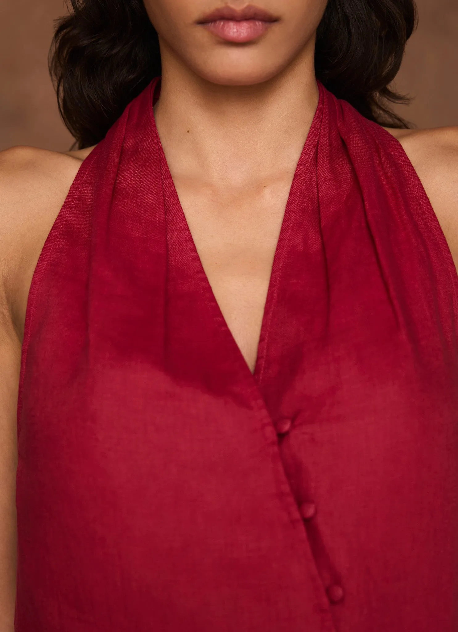 Red Linen Halter Top sold by Mint Velvet product image thumbnail 3