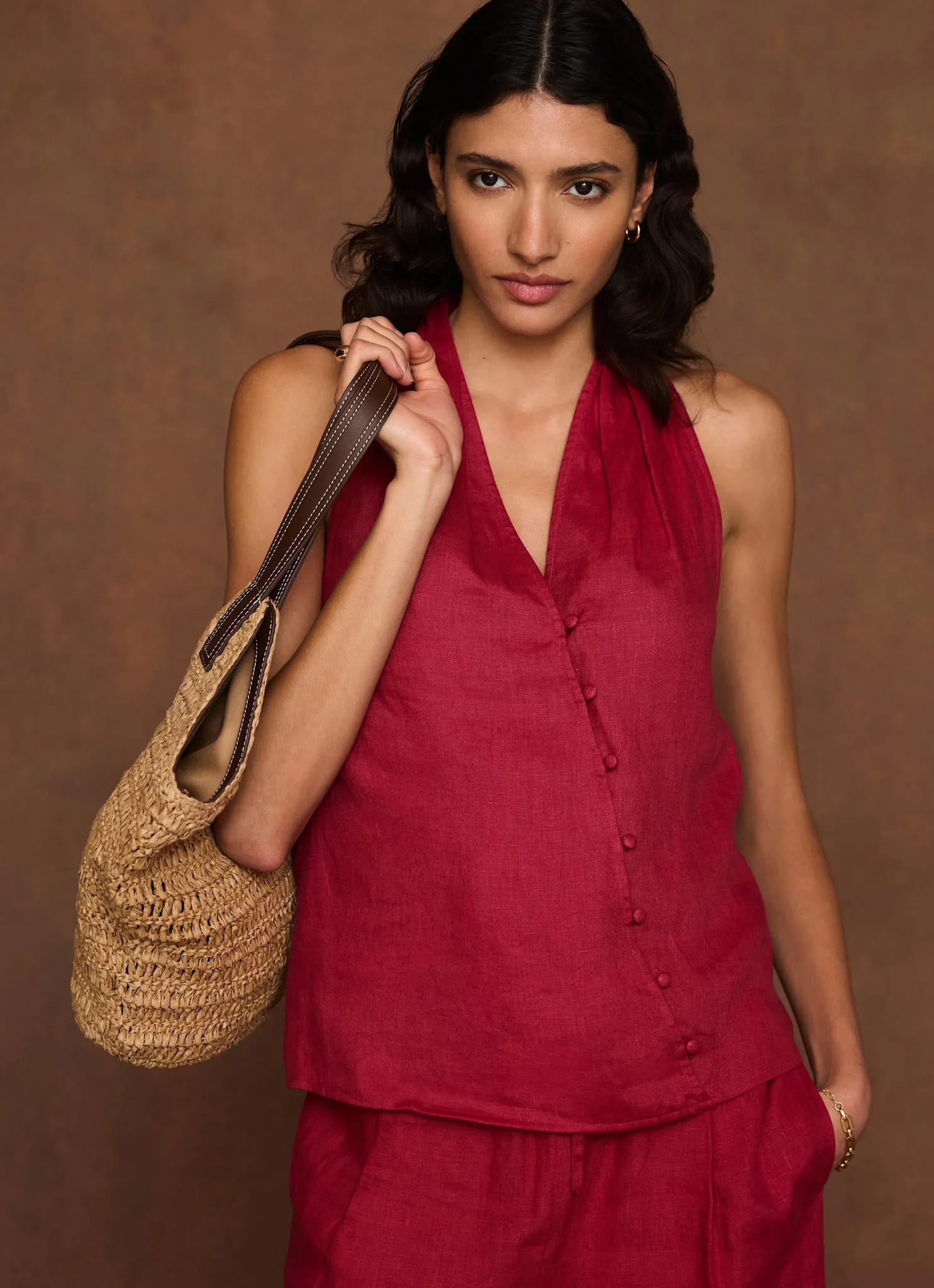 Red Linen Halter Top sold by Mint Velvet product image thumbnail 5