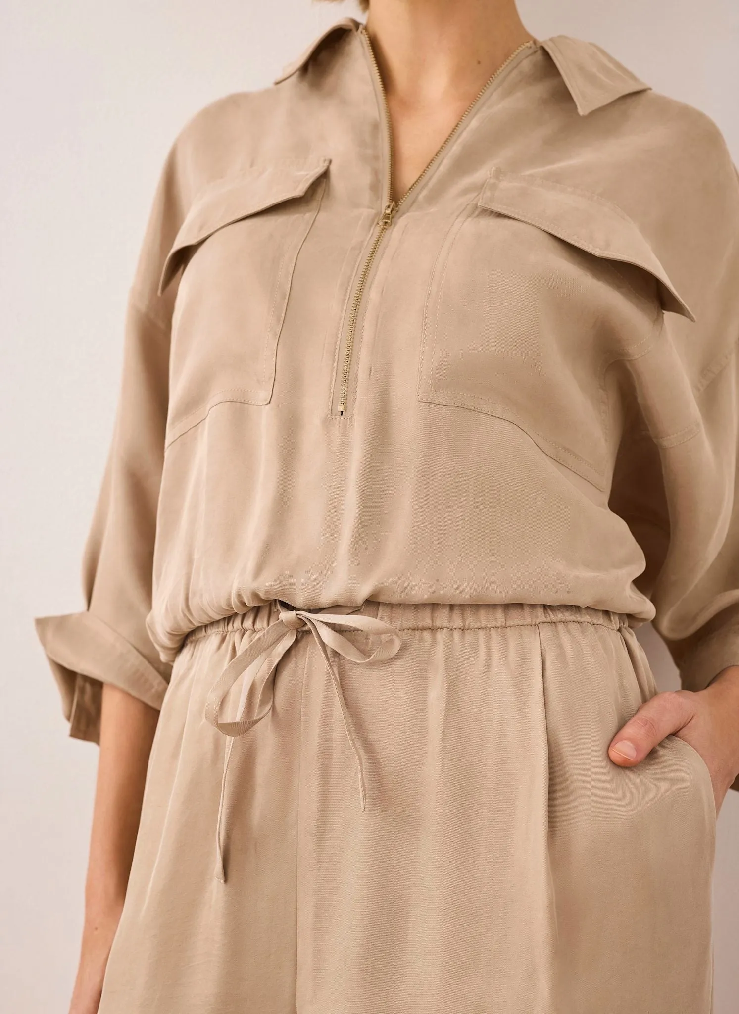 Neutral Drawstring Wide Leg Trousers sold by Mint Velvet product image thumbnail 4