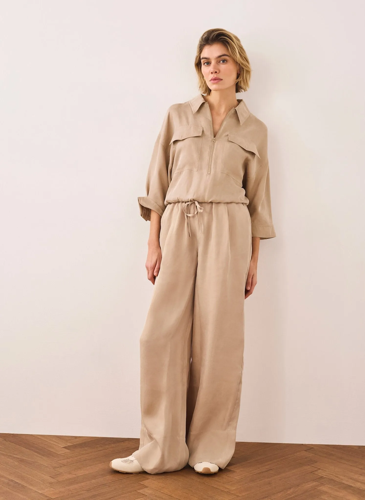 Neutral Drawstring Wide Leg Trousers sold by Mint Velvet product image thumbnail 5