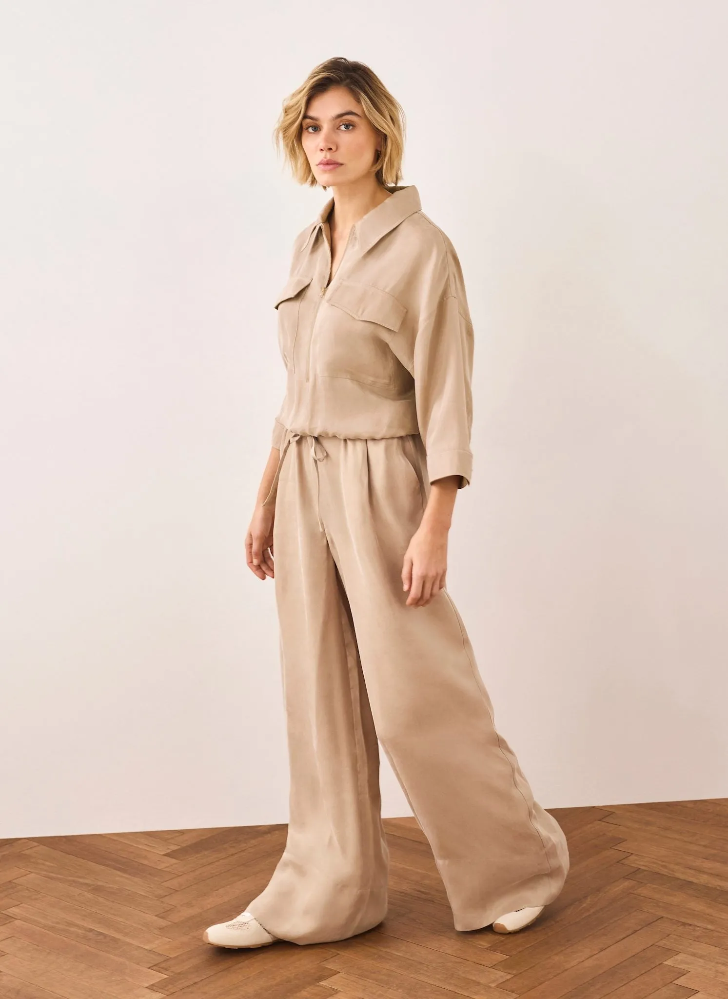 Neutral Drawstring Wide Leg Trousers sold by Mint Velvet product image thumbnail 3