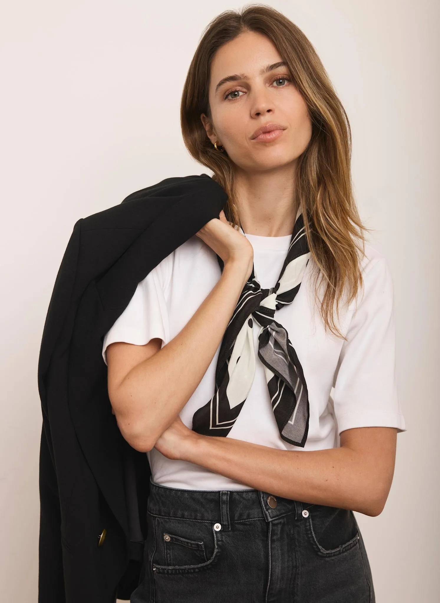 Cream Polka Dot Print Scarf sold by Mint Velvet