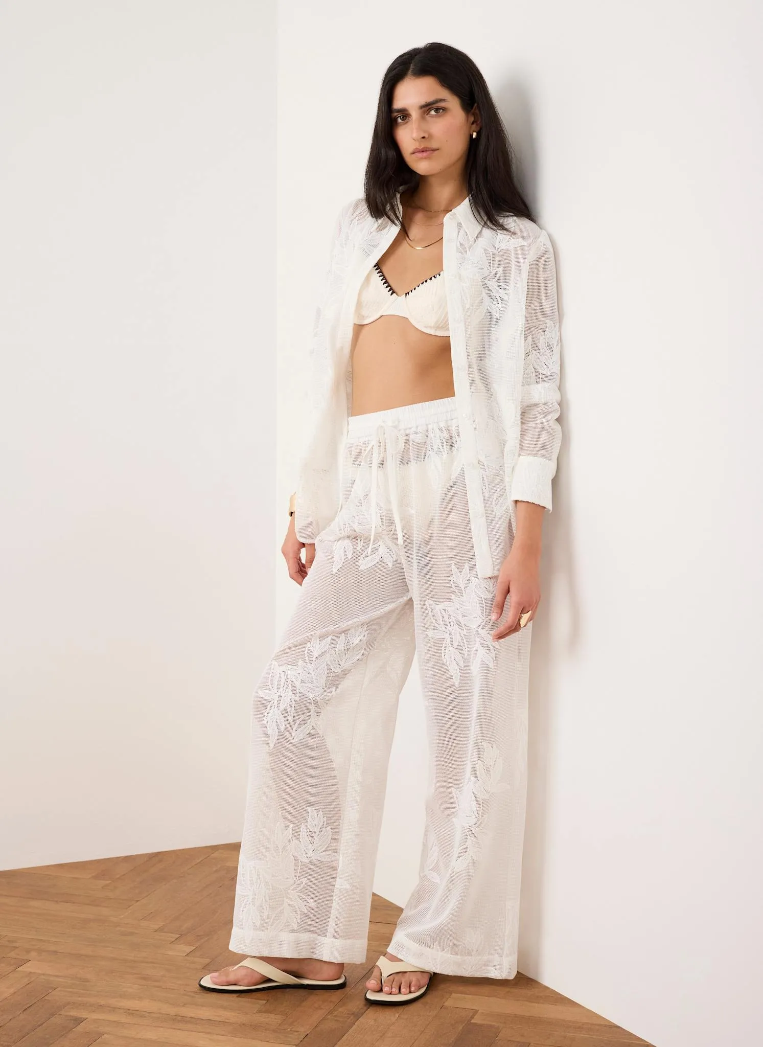 White Mesh Embroidered Shirt sold by Mint Velvet product image thumbnail 5