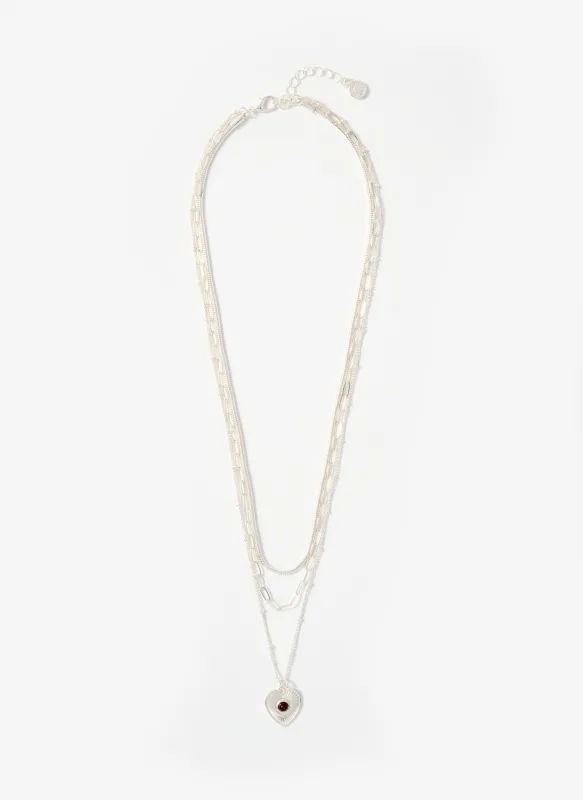 Silver Tone Layered Heart Necklace sold by Mint Velvet