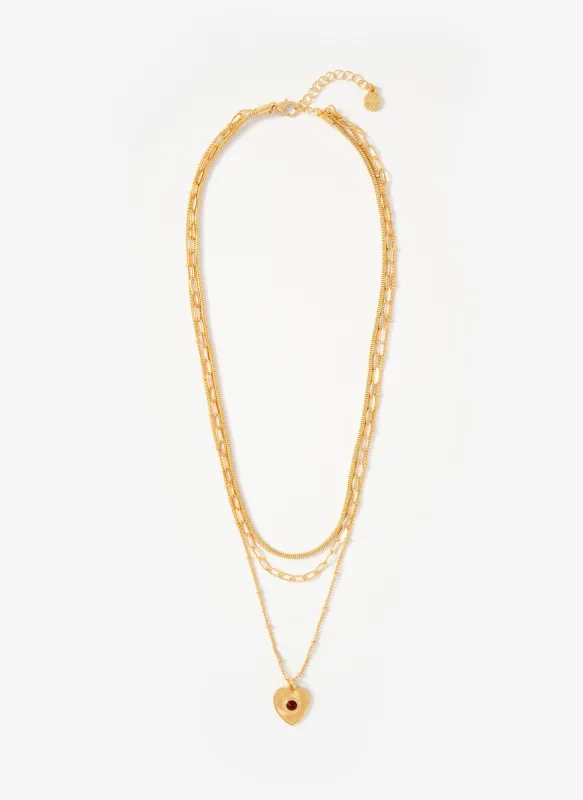 Gold Tone Layered Heart Necklace sold by Mint Velvet
