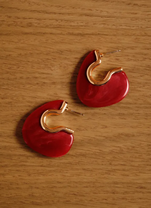 Red Resin Statement Earrings made by Mint Velvet