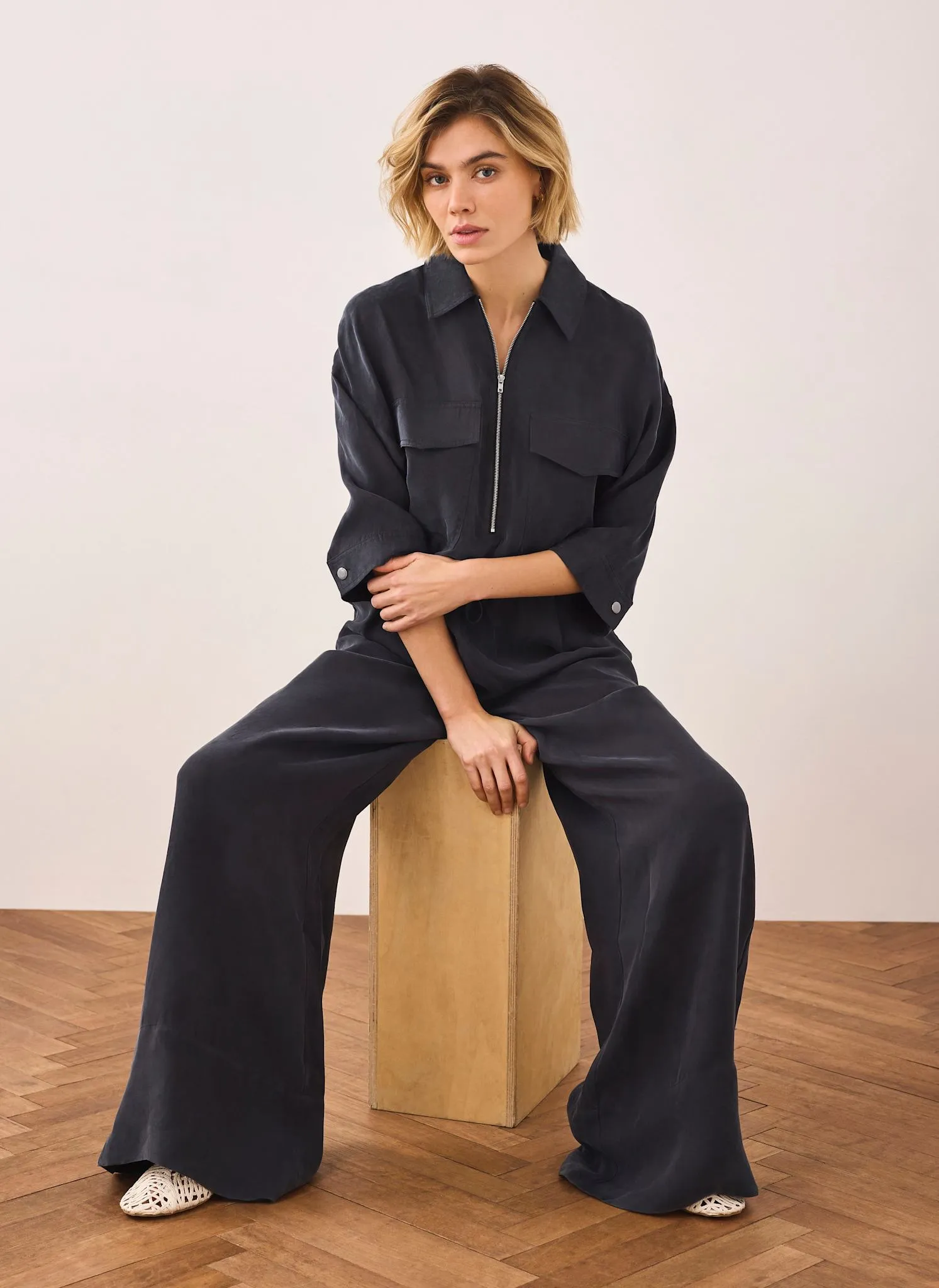 Navy Drawstring Wide Leg Trousers sold by Mint Velvet product image thumbnail 3