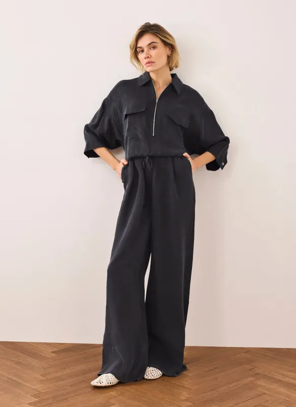 Navy Drawstring Wide Leg Trousers sold by Mint Velvet