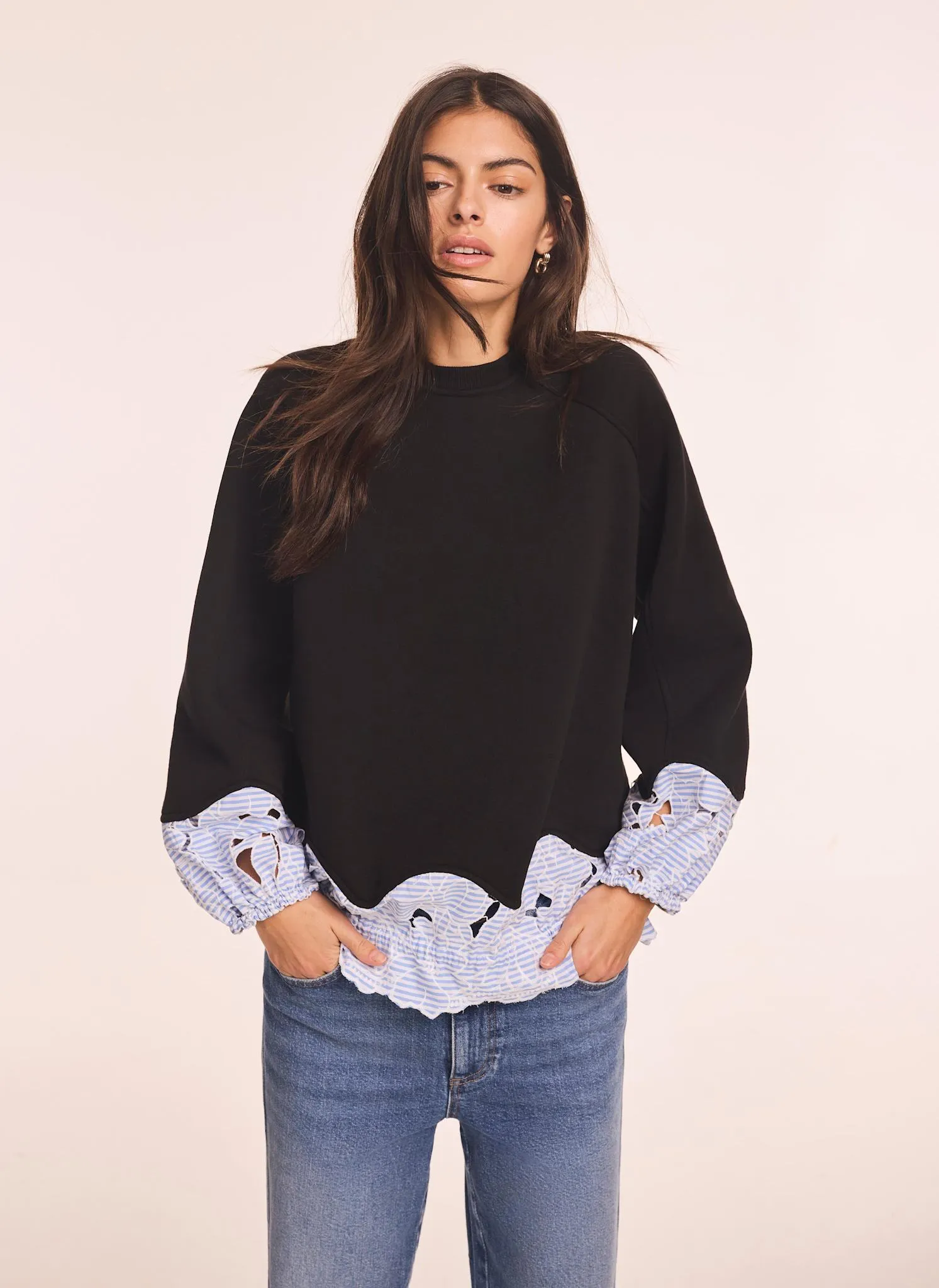 Navy Embroidered Hem Sweatshirt sold by Mint Velvet product image thumbnail 4