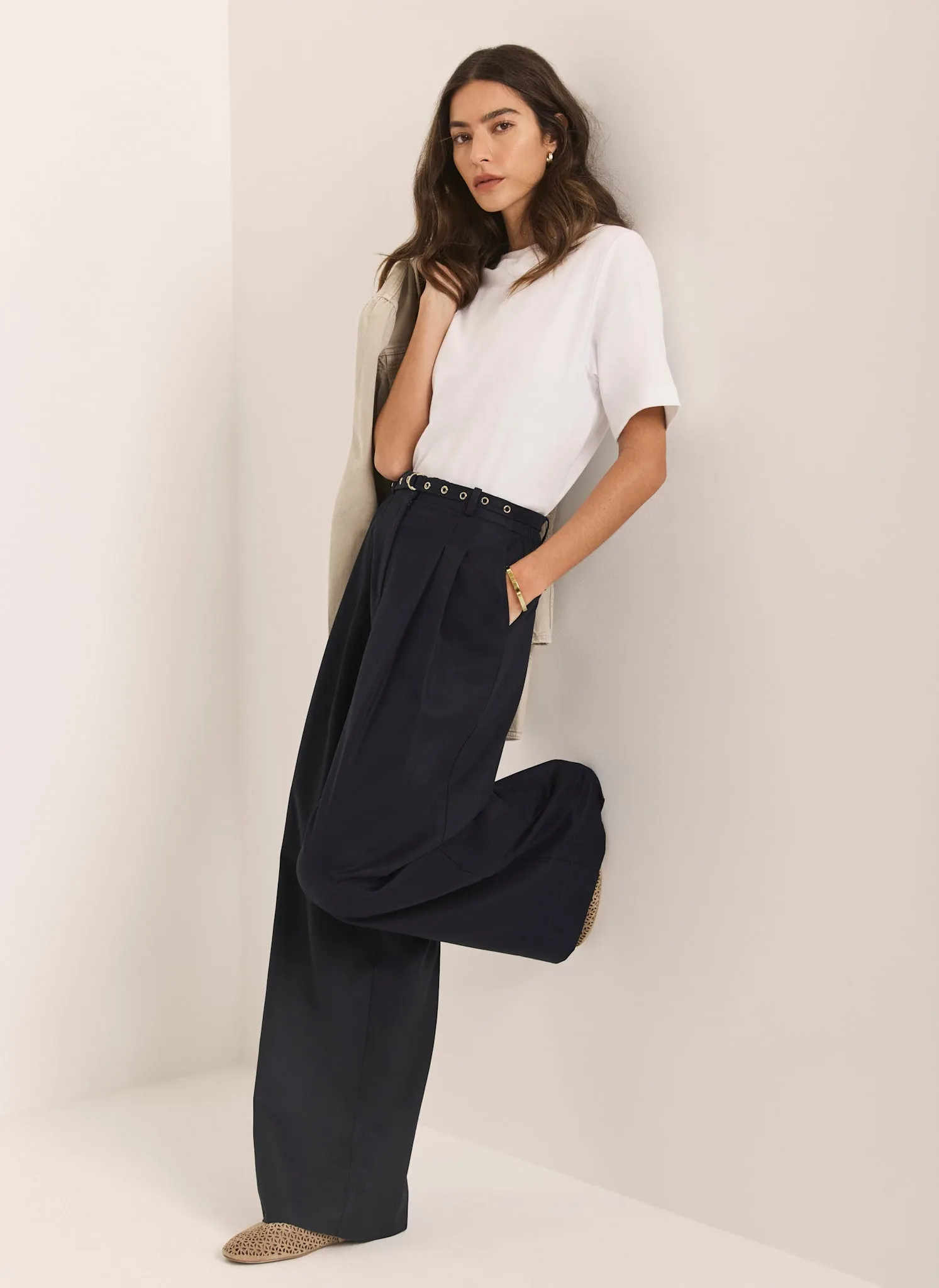 Navy Belt Wide Leg Trouser sold by Mint Velvet product image thumbnail 2