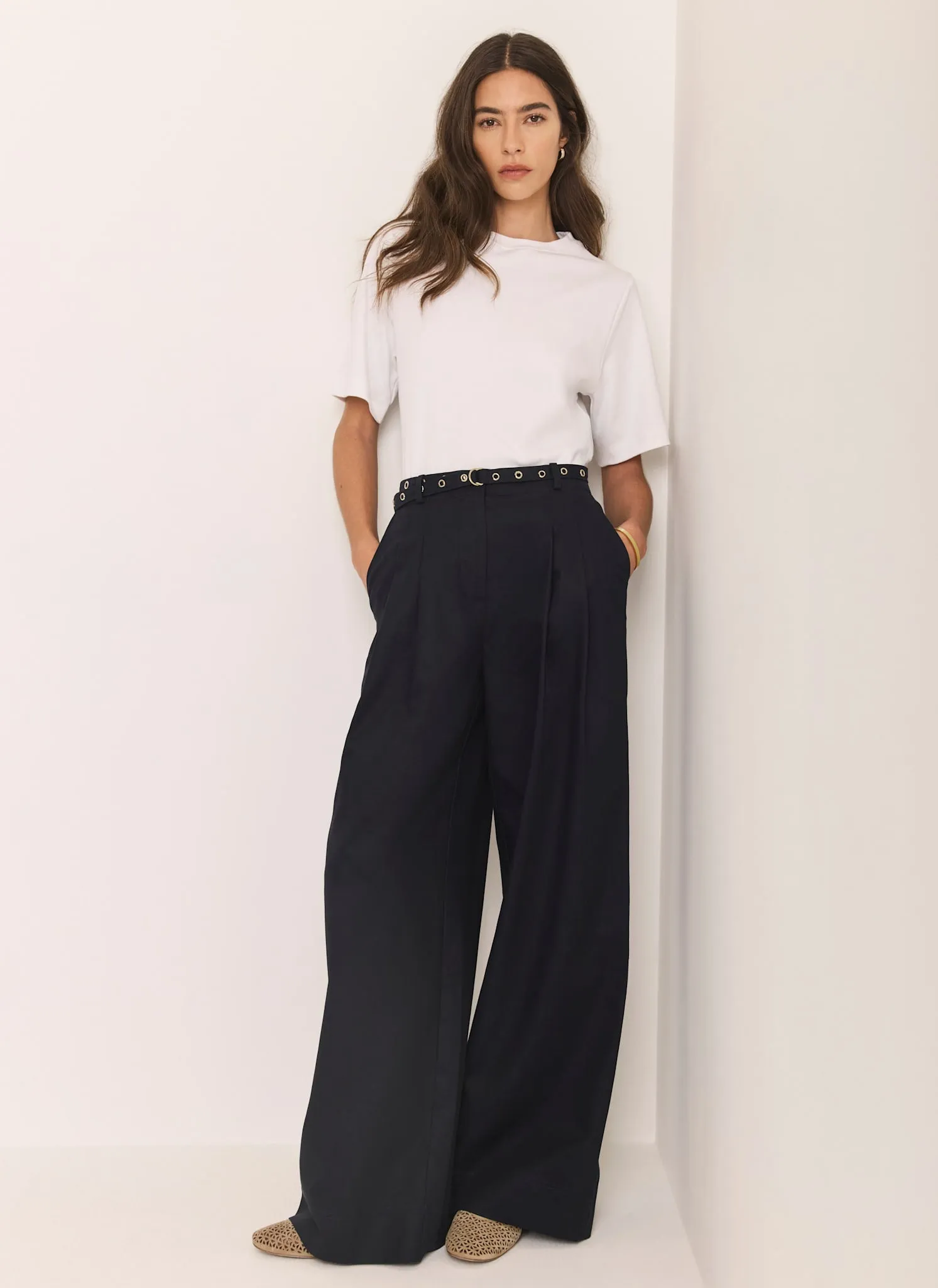 Navy Belt Wide Leg Trouser sold by Mint Velvet product image thumbnail 3