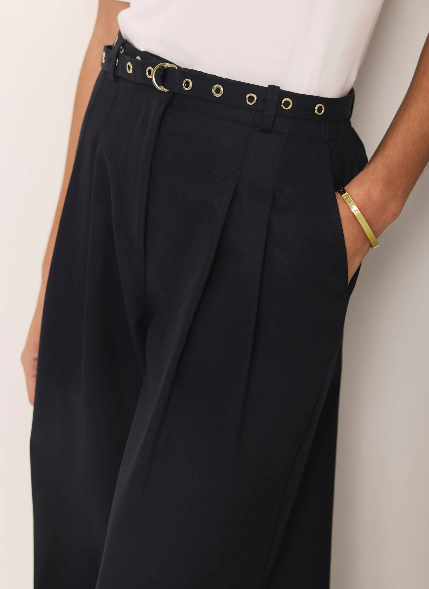 Navy Belt Wide Leg Trouser sold by Mint Velvet product image thumbnail 4