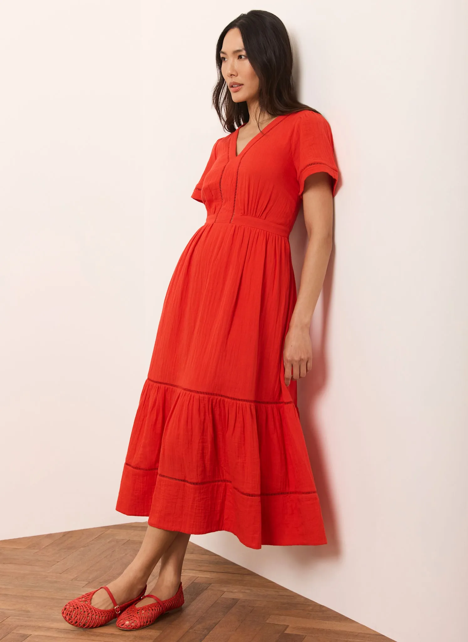 Red Cotton Midi Dress sold by Mint Velvet product image thumbnail 5