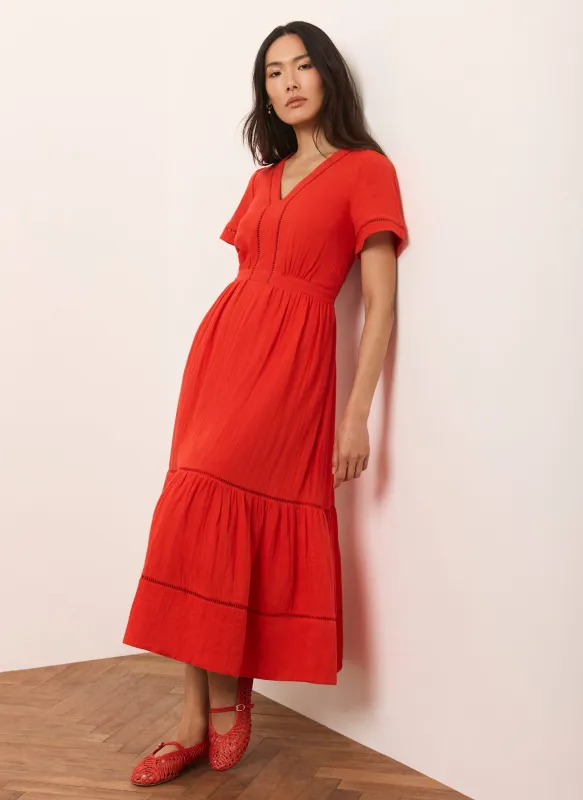 Red Cotton Midi Dress sold by Mint Velvet