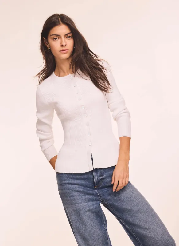 White Peplum Knit Cardigan made by Mint Velvet